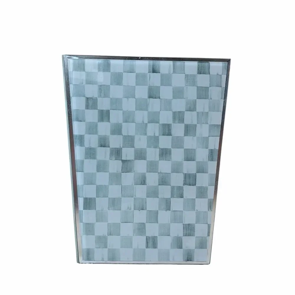 NEW MacKenzie-Childs Sterling Check Glass Waste Bin